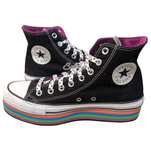 Converse 2013 CT Platform EVA High Top Striped Rainbow Sole Sneaker Womens 8.5